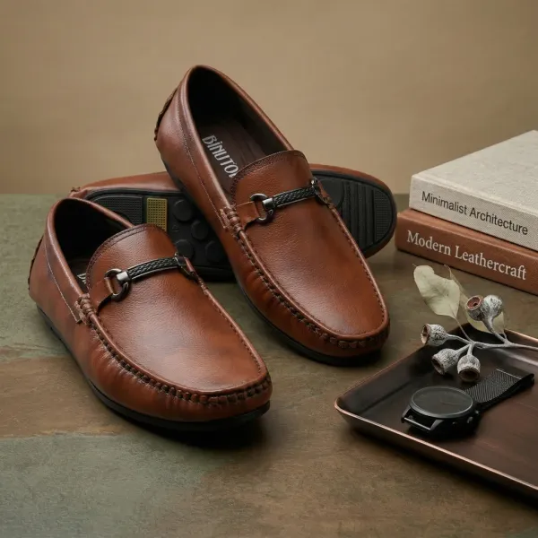 Tan_Soft_Cushioned_Padded_Crafted_Black_Loafers_