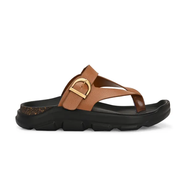 Tan_Synthetic_Leather_Breathable_Pu_Insole_Slipper_For_Men