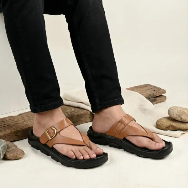 Tan_Synthetic_Leather_Breathable_Pu_Insole_Slipper_For_Men