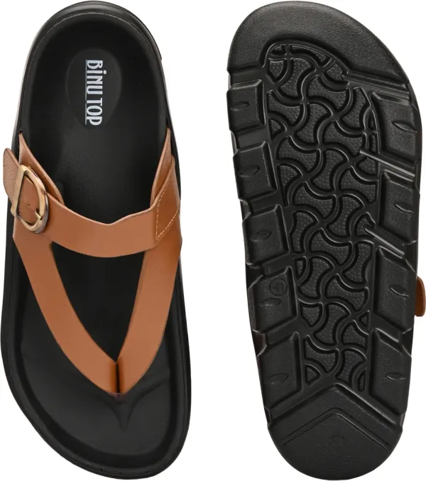 Tan_Synthetic_Leather_Breathable_Pu_Insole_Slipper_For_Men