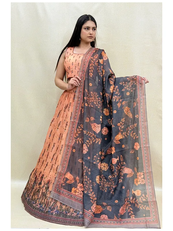 Peach_Chanderi_Fabric_Digital_Print_Lehenga_Choli_For_Women_&_Girls