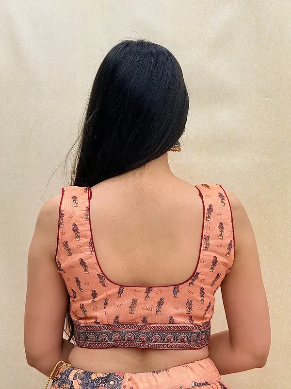 Peach_Chanderi_Fabric_Digital_Print_Lehenga_Choli_For_Women_&_Girls