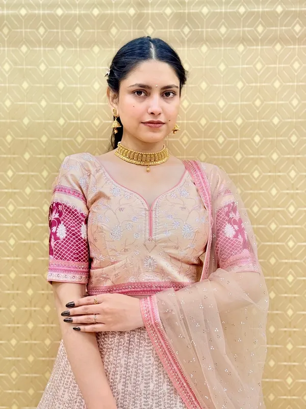Pink_Swarovski_Stone_Work_Printed_Lehenga_Choli_For_Women_&_Girls