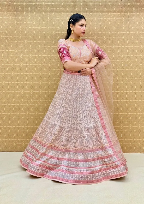 Pink_Swarovski_Stone_Work_Printed_Lehenga_Choli_For_Women_&_Girls