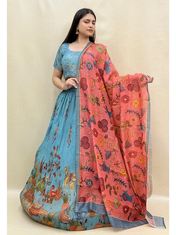 Blue_Chanderi_Fabric_Digital_Print_Lehenga_Choli_For_Women_&_Girls