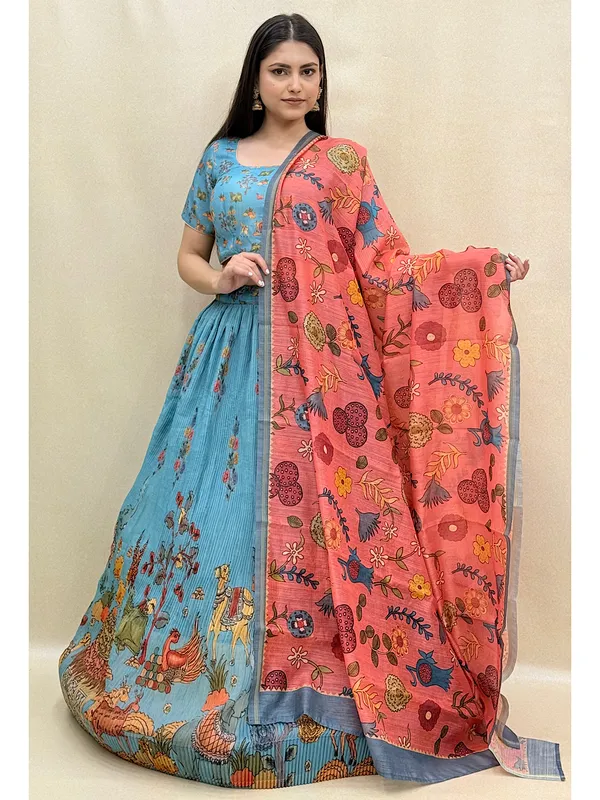 Blue_Chanderi_Fabric_Digital_Print_Lehenga_Choli_For_Women_&_Girls