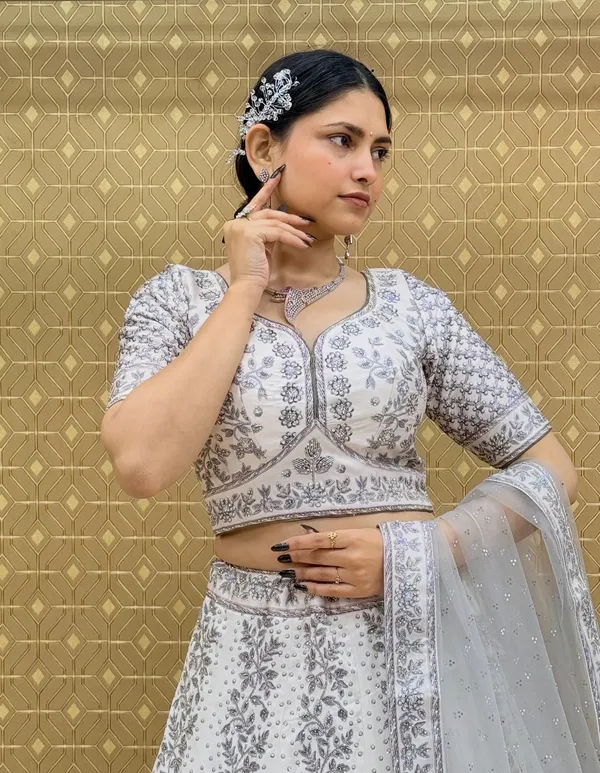 White_Swarovski_Stone_Work_Printed_Lehenga_Choli_For_Women_&_Girls
