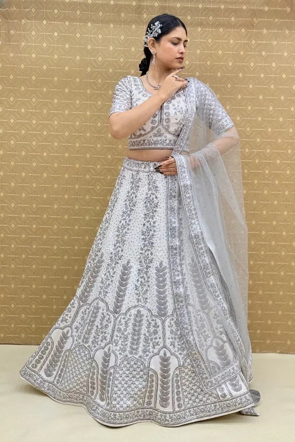 White_Swarovski_Stone_Work_Printed_Lehenga_Choli_For_Women_&_Girls