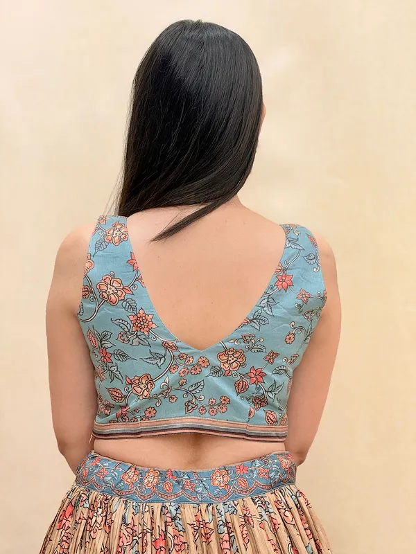 Blue_Tussar_Silk_Digital_Print_Lehenga_Choli_For_Women_&_Girls