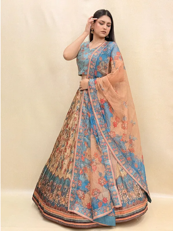 Blue_Tussar_Silk_Digital_Print_Lehenga_Choli_For_Women_&_Girls