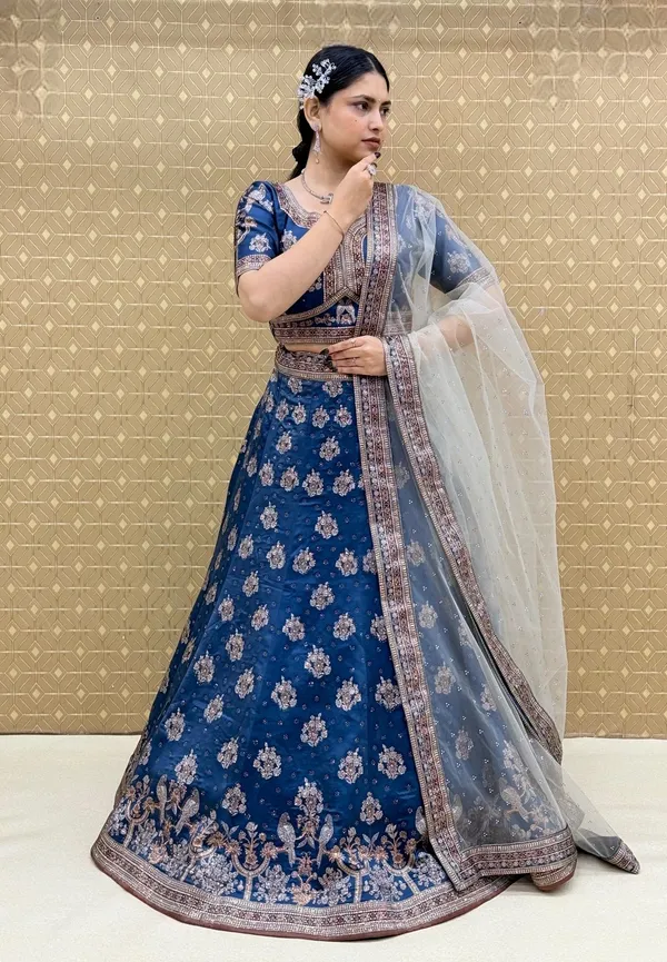 Blue_Swarovski_Stone_Work_Printed_Lehenga_Choli_For_Women_&_Girls