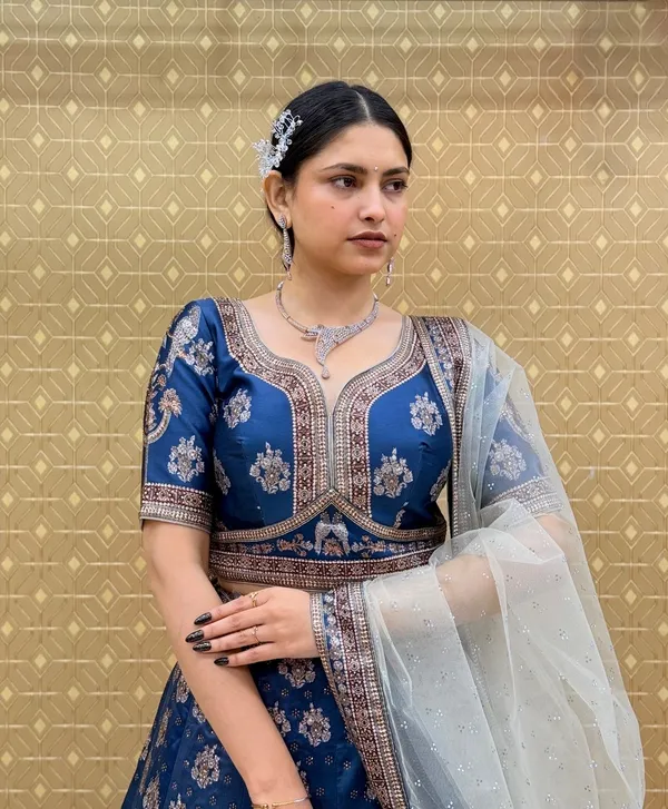Blue_Swarovski_Stone_Work_Printed_Lehenga_Choli_For_Women_&_Girls