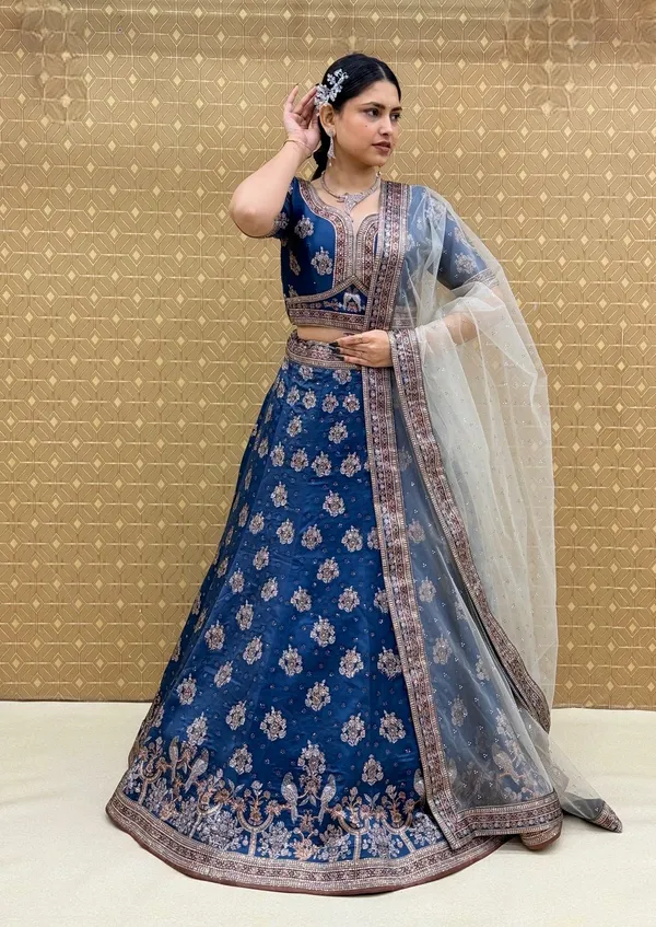 Blue_Swarovski_Stone_Work_Printed_Lehenga_Choli_For_Women_&_Girls