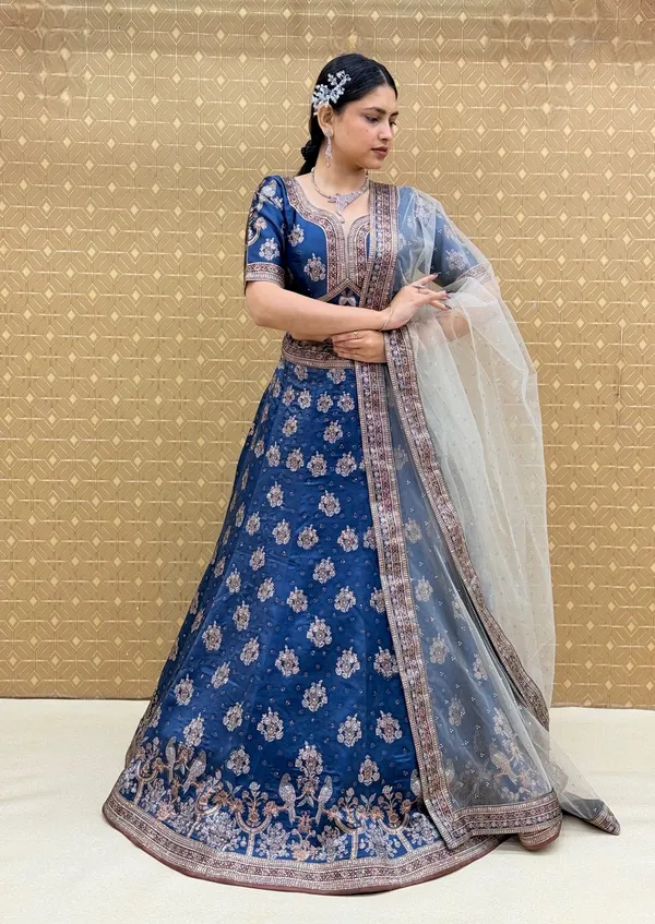 Blue_Swarovski_Stone_Work_Printed_Lehenga_Choli_For_Women_&_Girls