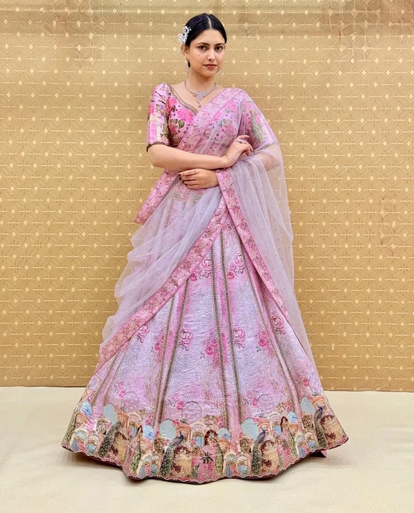 Pink_Swarovski_Stone_Work_Printed_Lehenga_Choli_For_Women_&_Girls