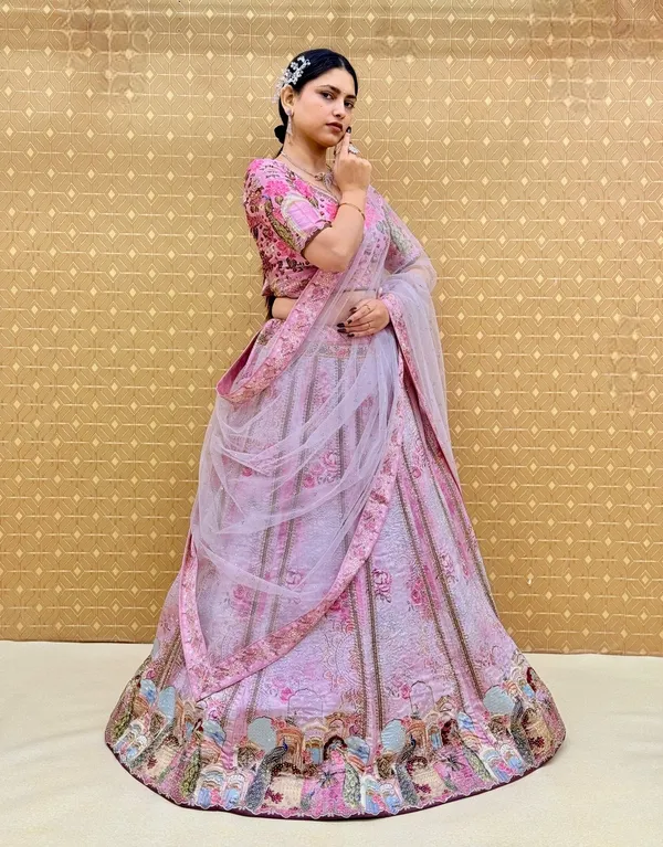 Pink_Swarovski_Stone_Work_Printed_Lehenga_Choli_For_Women_&_Girls