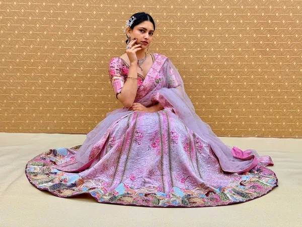 Pink_Swarovski_Stone_Work_Printed_Lehenga_Choli_For_Women_&_Girls