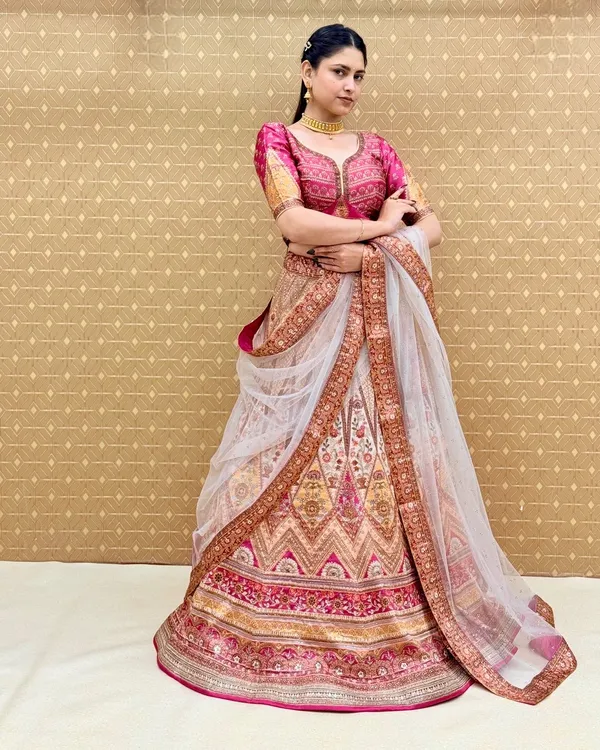Pink_Swarovski_Stone_Work_Printed_Lehenga_Choli_For_Women_&_Girls