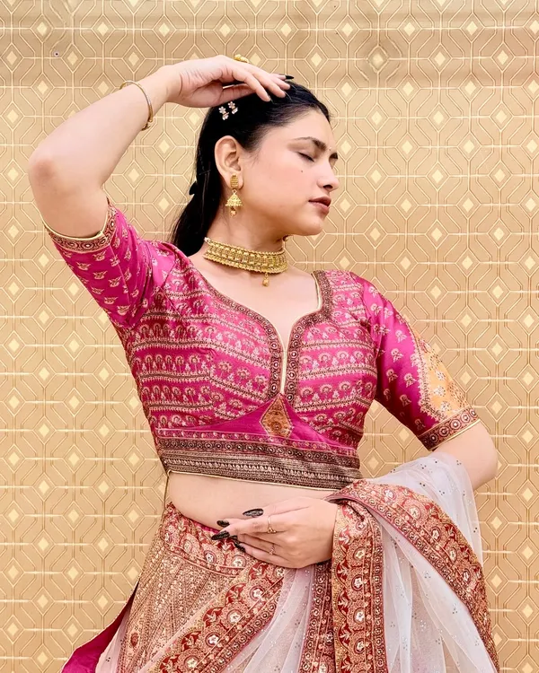 Pink_Swarovski_Stone_Work_Printed_Lehenga_Choli_For_Women_&_Girls