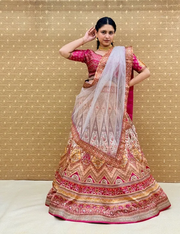Pink_Swarovski_Stone_Work_Printed_Lehenga_Choli_For_Women_&_Girls