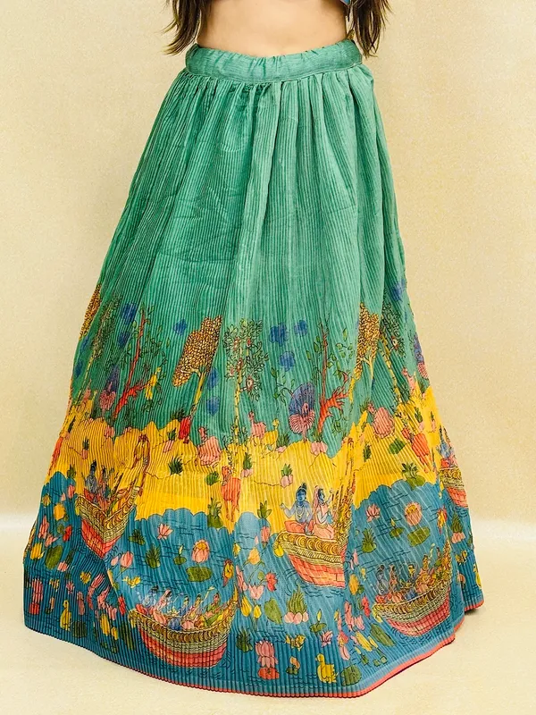 Green_Chanderi_Fabric_Digital_Print_Lehenga_Choli_For_Women_&_Girls