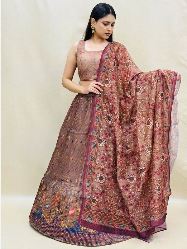 Tan_Chanderi_Fabric_Digital_Print_Lehenga_Choli_For_Women_&_Girls