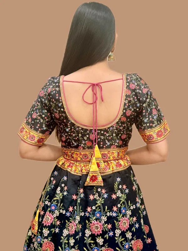 Navy_Blue_Swarovski_Stone_Work_Printed_Lehenga_Choli_For_Women_&_Girls
