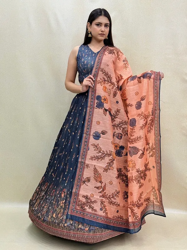 Blue_Chanderi_Fabric_Digital_Print_Lehenga_Choli_For_Women_&_Girls