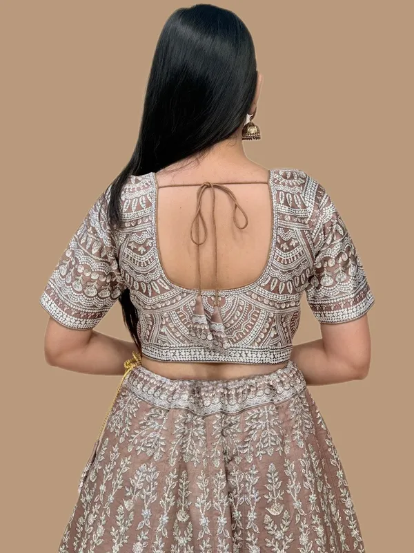 Brown_Swarovski_Stone_Work_Printed_Lehenga_Choli_For_Women_&_Girls