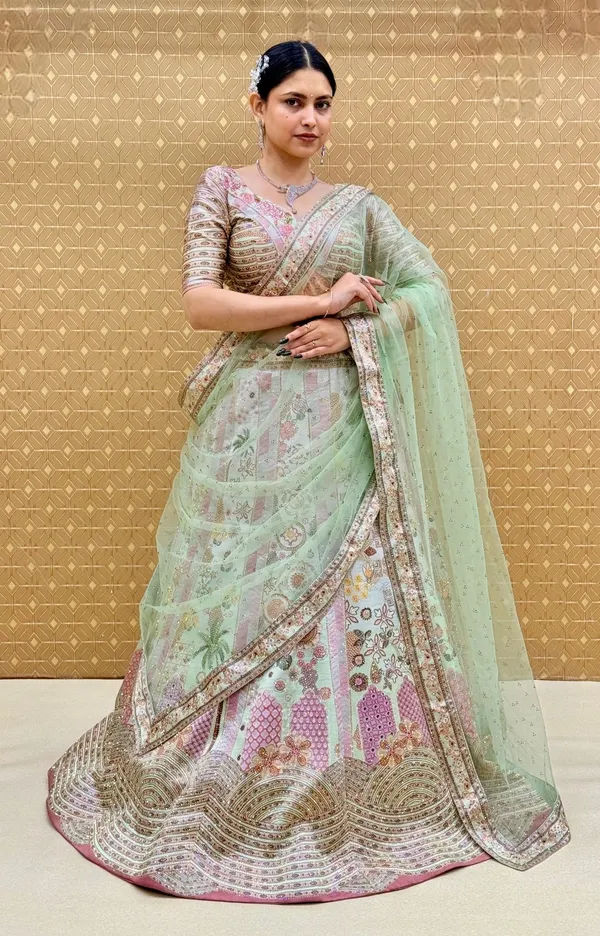Pink_Swarovski_Stone_Work_Printed_Lehenga_Choli_For_Women_&_Girls