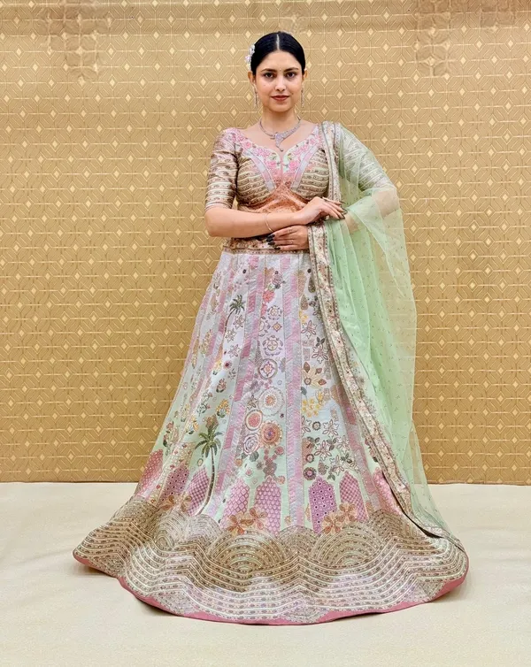 Pink_Swarovski_Stone_Work_Printed_Lehenga_Choli_For_Women_&_Girls