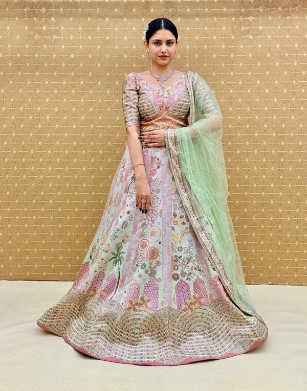 Pink_Swarovski_Stone_Work_Printed_Lehenga_Choli_For_Women_&_Girls