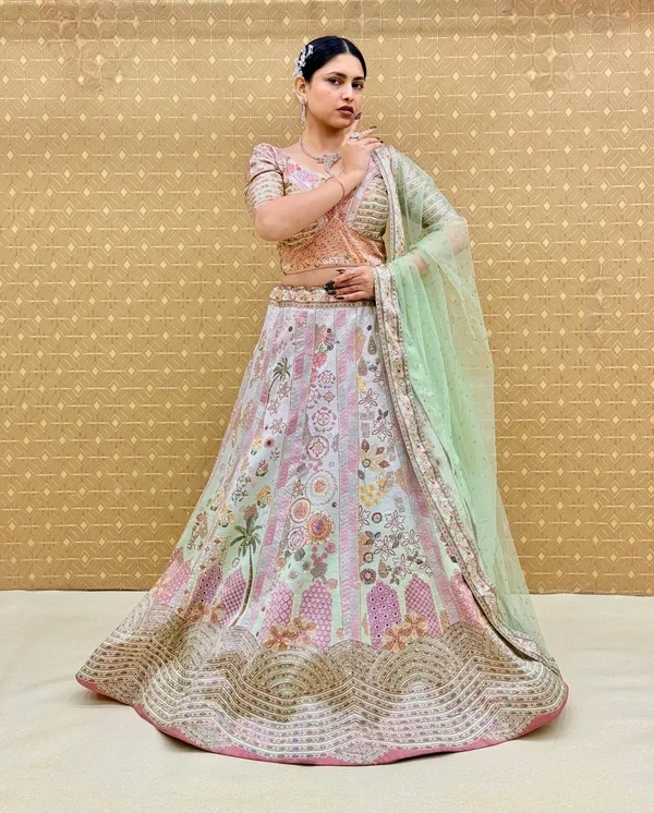 Pink_Swarovski_Stone_Work_Printed_Lehenga_Choli_For_Women_&_Girls