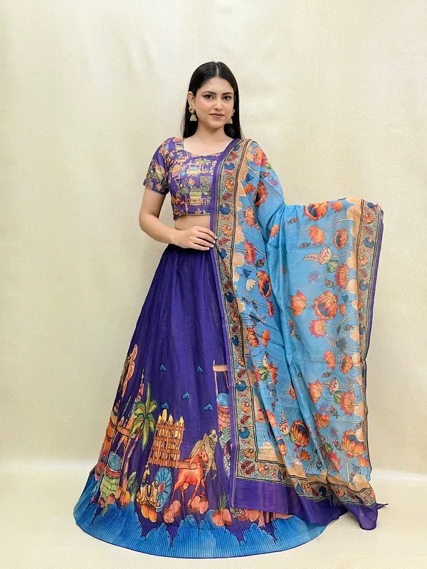 Purple_Chanderi_Fabric_Digital_Print_Lehenga_Choli_For_Women_&_Girls