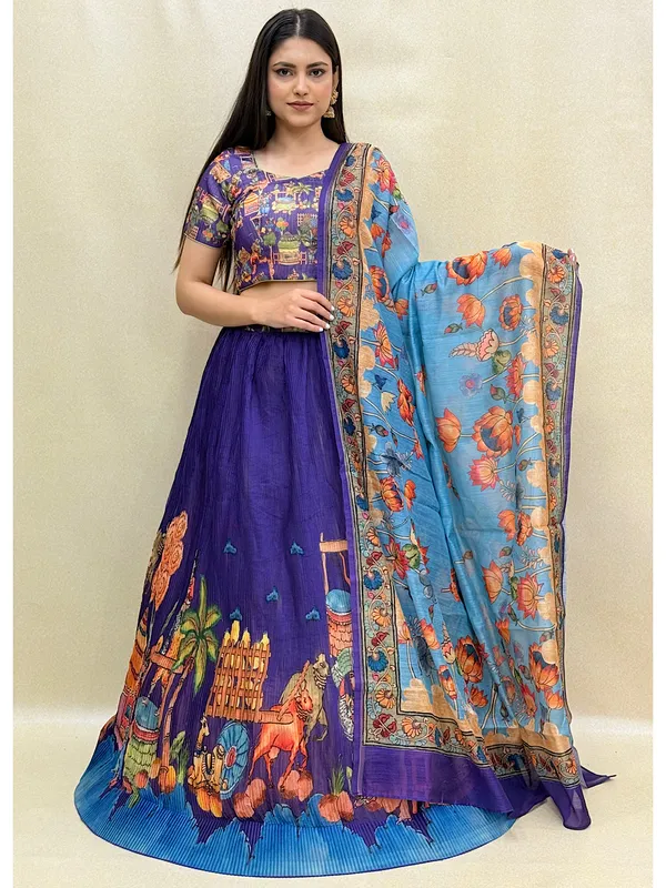 Purple_Chanderi_Fabric_Digital_Print_Lehenga_Choli_For_Women_&_Girls