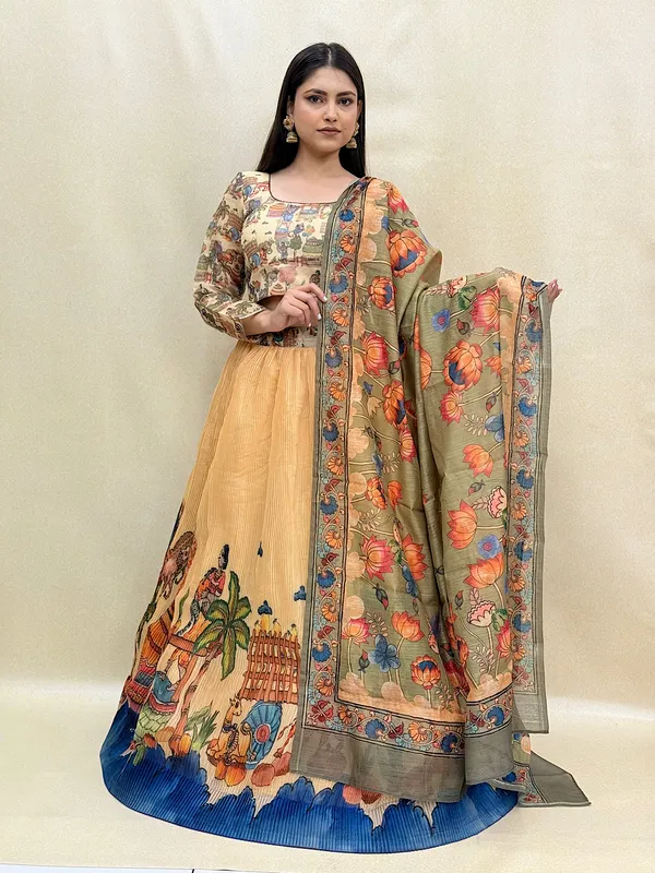 Cream_Chanderi_Fabric_Digital_Print_Lehenga_Choli_For_Women_&_Girls