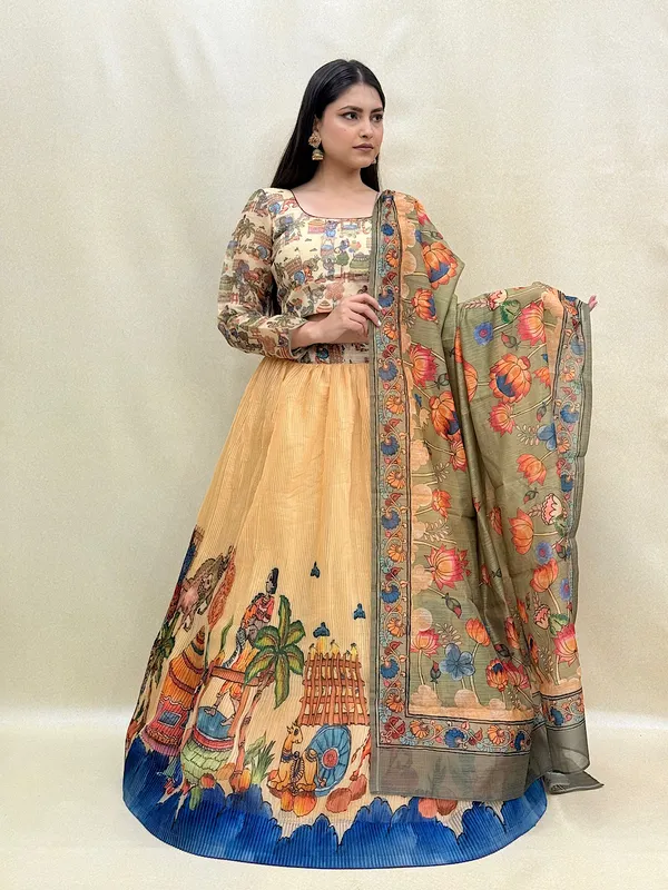 Cream_Chanderi_Fabric_Digital_Print_Lehenga_Choli_For_Women_&_Girls
