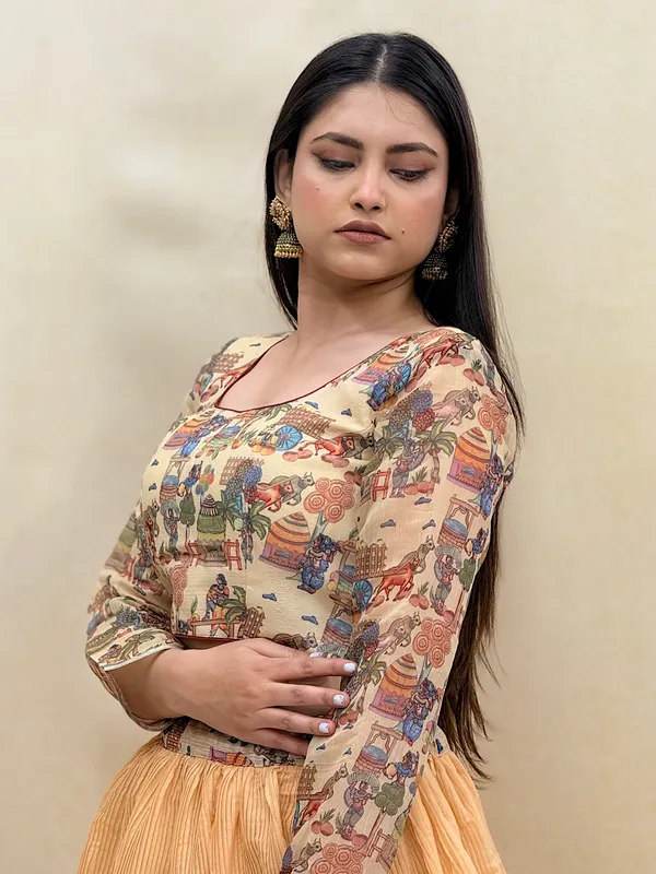 Cream_Chanderi_Fabric_Digital_Print_Lehenga_Choli_For_Women_&_Girls