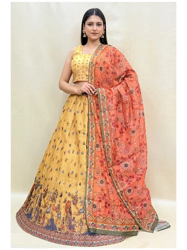 Yellow_Chanderi_Fabric_Digital_Print_Lehenga_Choli_For_Women_&_Girls