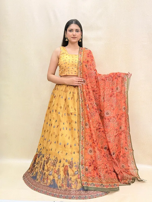 Yellow_Chanderi_Fabric_Digital_Print_Lehenga_Choli_For_Women_&_Girls