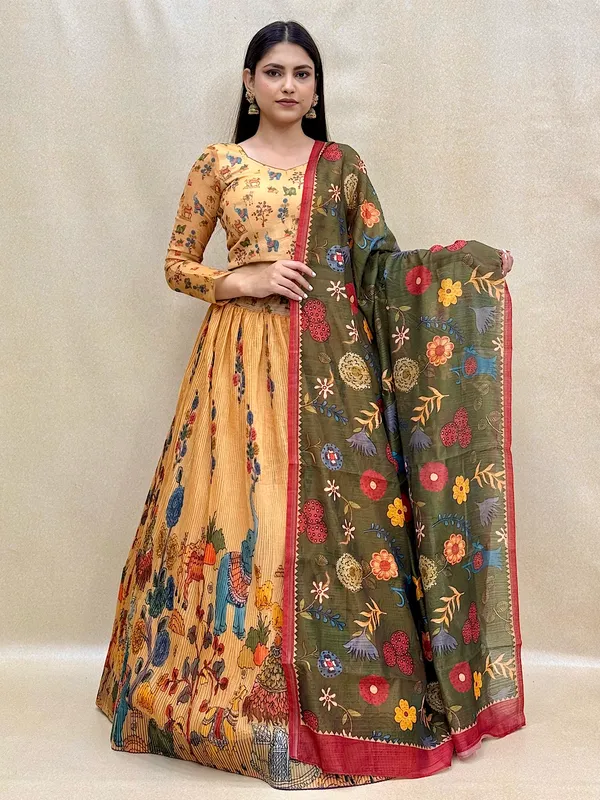 Yellow_Chanderi_Fabric_Digital_Print_Lehenga_Choli_For_Women_&_Girls