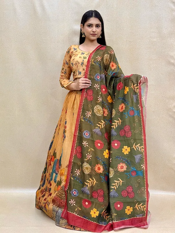 Yellow_Chanderi_Fabric_Digital_Print_Lehenga_Choli_For_Women_&_Girls