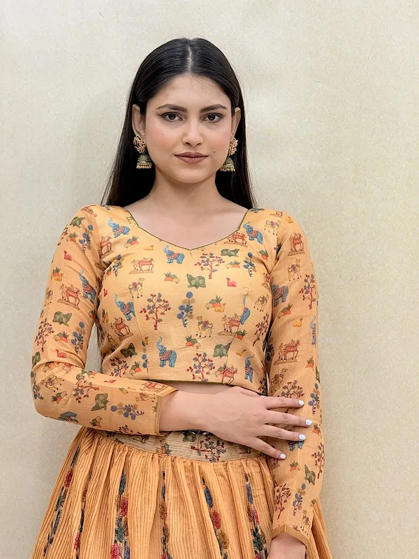Yellow_Chanderi_Fabric_Digital_Print_Lehenga_Choli_For_Women_&_Girls