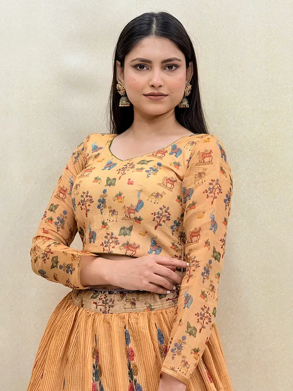 Yellow_Chanderi_Fabric_Digital_Print_Lehenga_Choli_For_Women_&_Girls