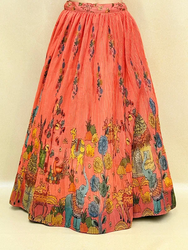 Peach_Chanderi_Fabric_Digital_Print_Lehenga_Choli_For_Women_&_Girls