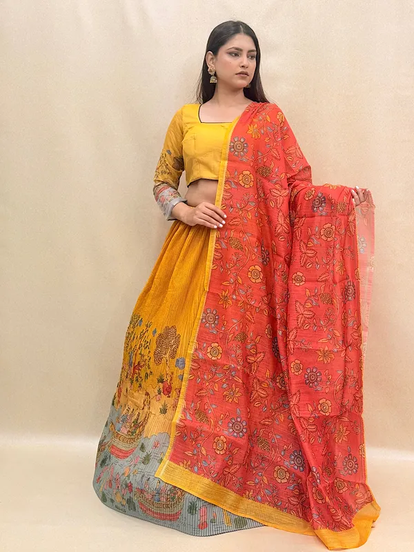 Yellow_Chanderi_Fabric_Digital_Print_Lehenga_Choli_For_Women_&_Girls