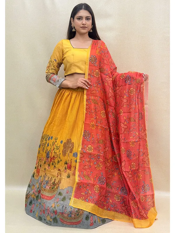 Yellow_Chanderi_Fabric_Digital_Print_Lehenga_Choli_For_Women_&_Girls
