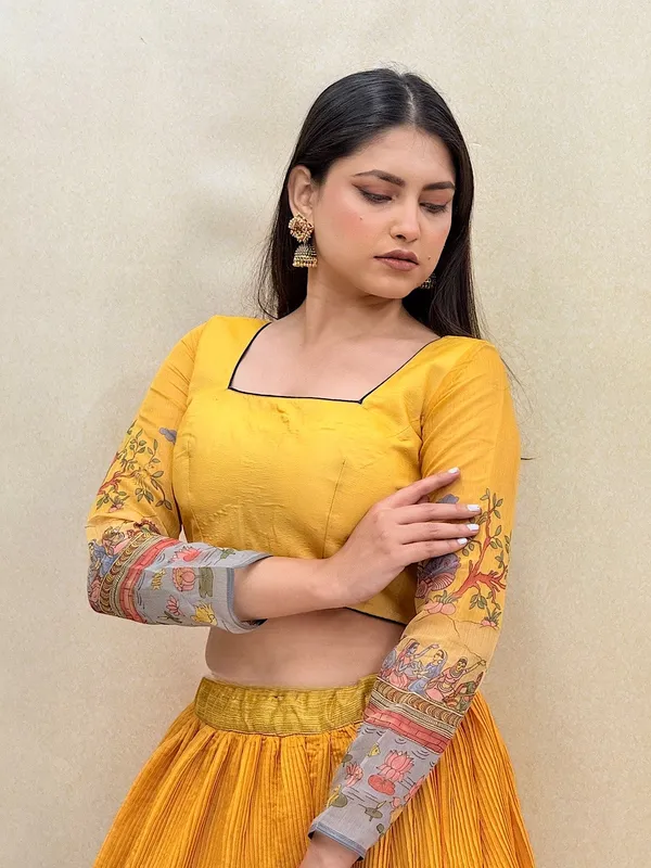Yellow_Chanderi_Fabric_Digital_Print_Lehenga_Choli_For_Women_&_Girls
