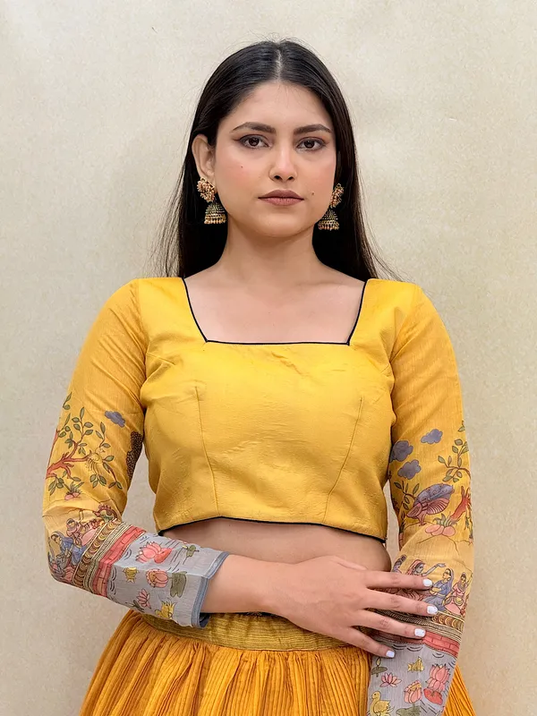 Yellow_Chanderi_Fabric_Digital_Print_Lehenga_Choli_For_Women_&_Girls