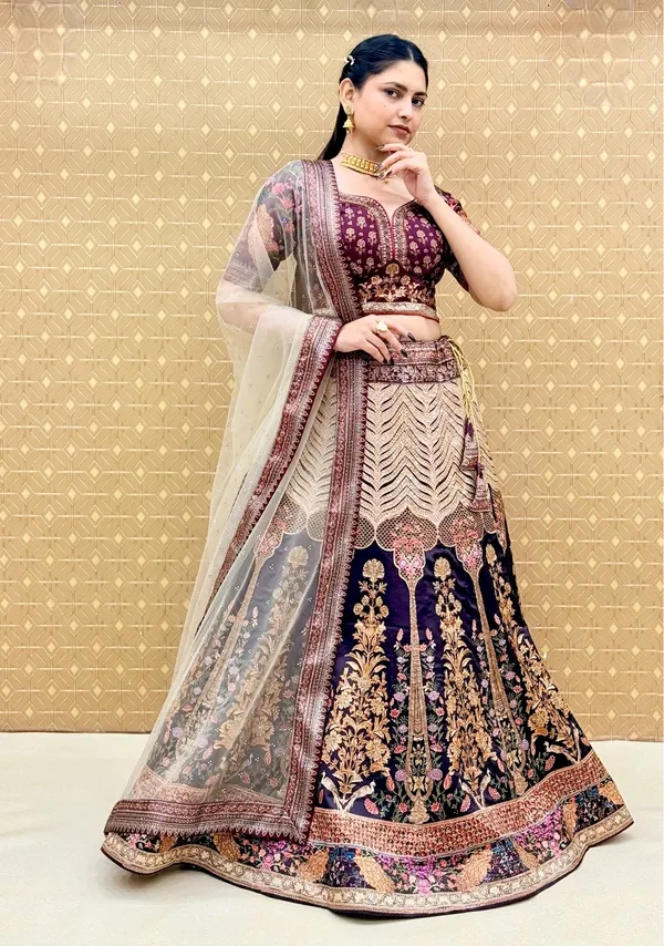Maroon_Swarovski_Stone_Work_Printed_Lehenga_Choli_For_Women_&_Girls